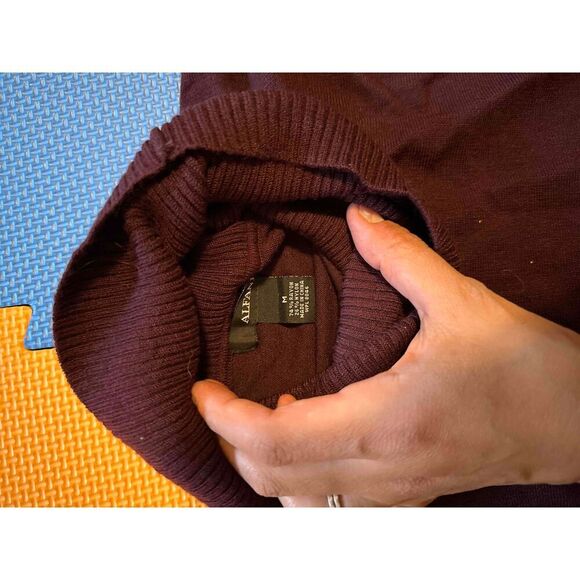 Alfani Brown Knit Turtleneck Button Sleeves Casual Poncho Medium - Picture 2 of 4